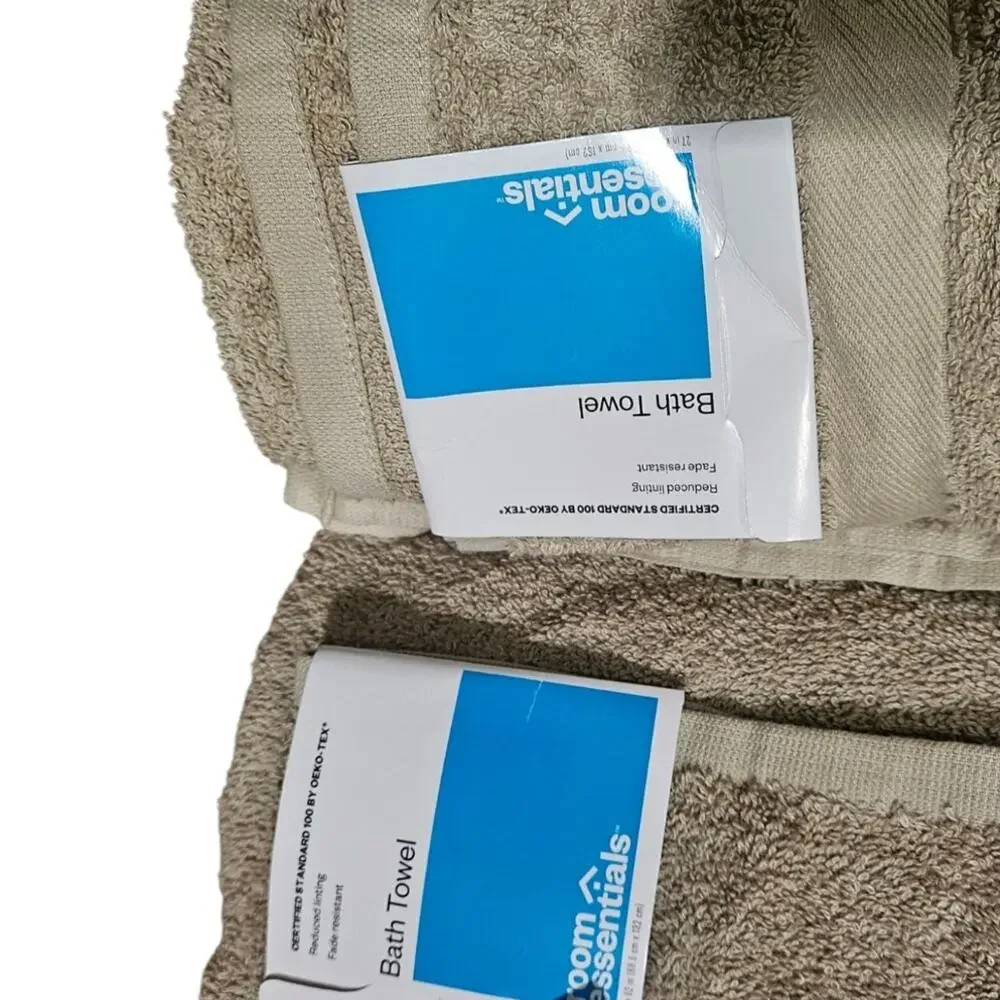 Room Essentials Bath Towels Set of 2 Tan Taupe OEKO-TEX Fade Resistant NWT